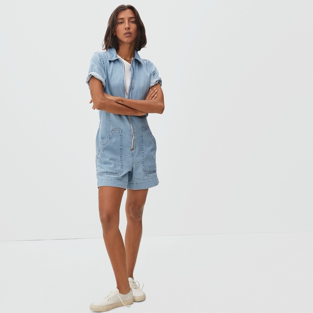 Everlane The Denim Short Coverall NWT